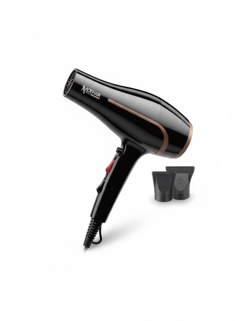 MoeHair Professional MO-7170 Hair Dryer with Ionic Technology , Fast Hair Drying, Hot & Cold Air Settings, Detachable Nozzle, Overheat Protection, Professional Blow Dryer for Home and Salon Use - Image 1